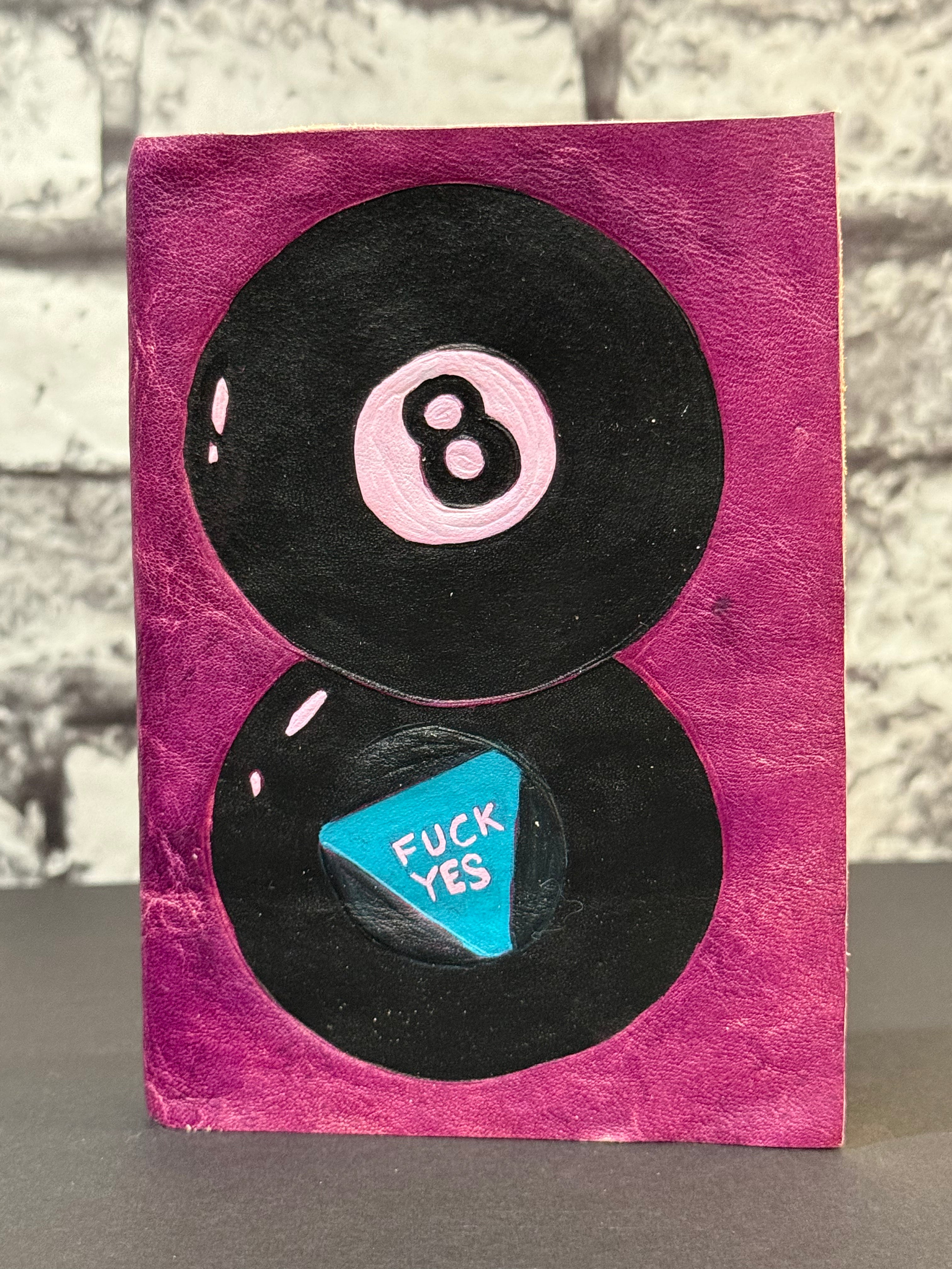 Handmade Leather Journal Magic 8 Ball Purple