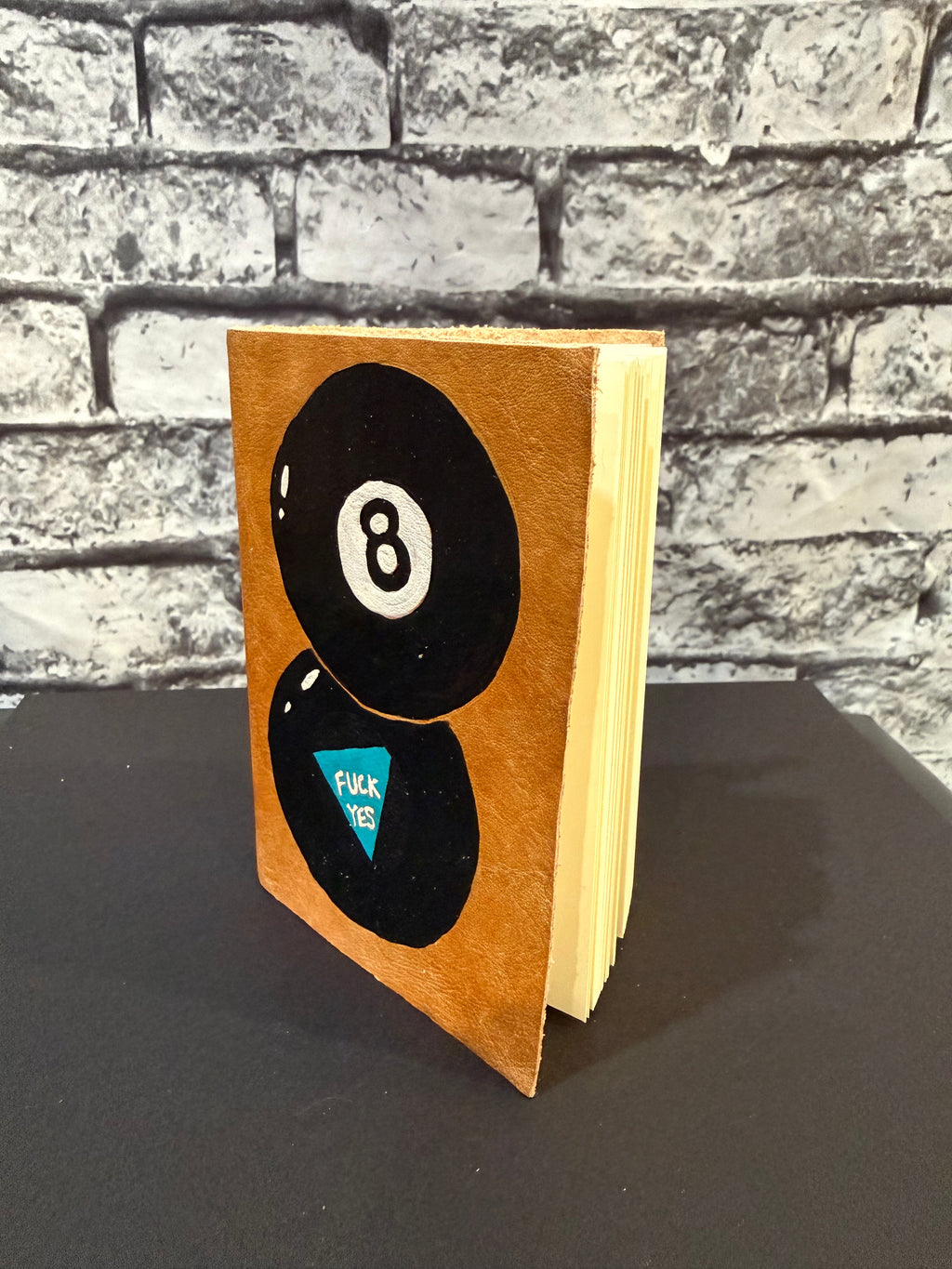 Handmade Leather Journal Magic 8 Ball