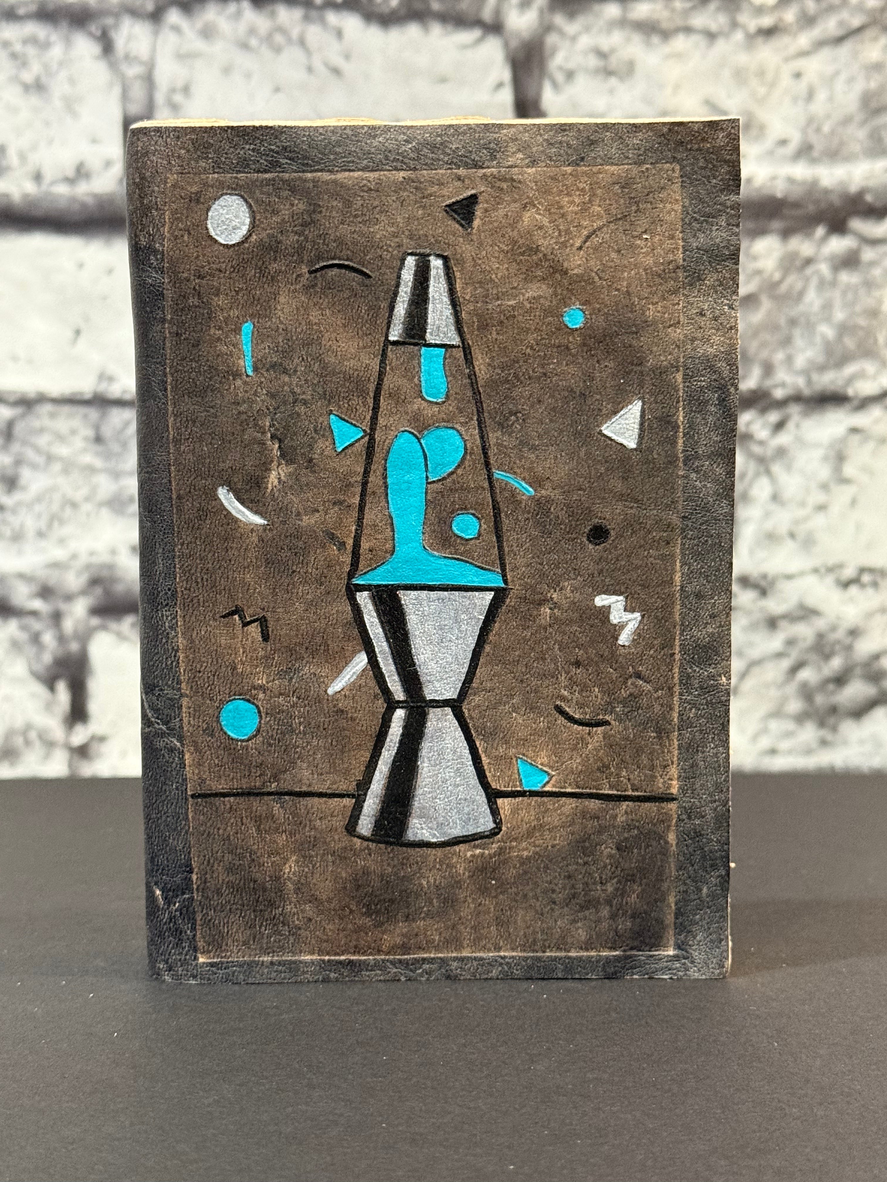 Handmade Leather Journal Blue Lava Lamp