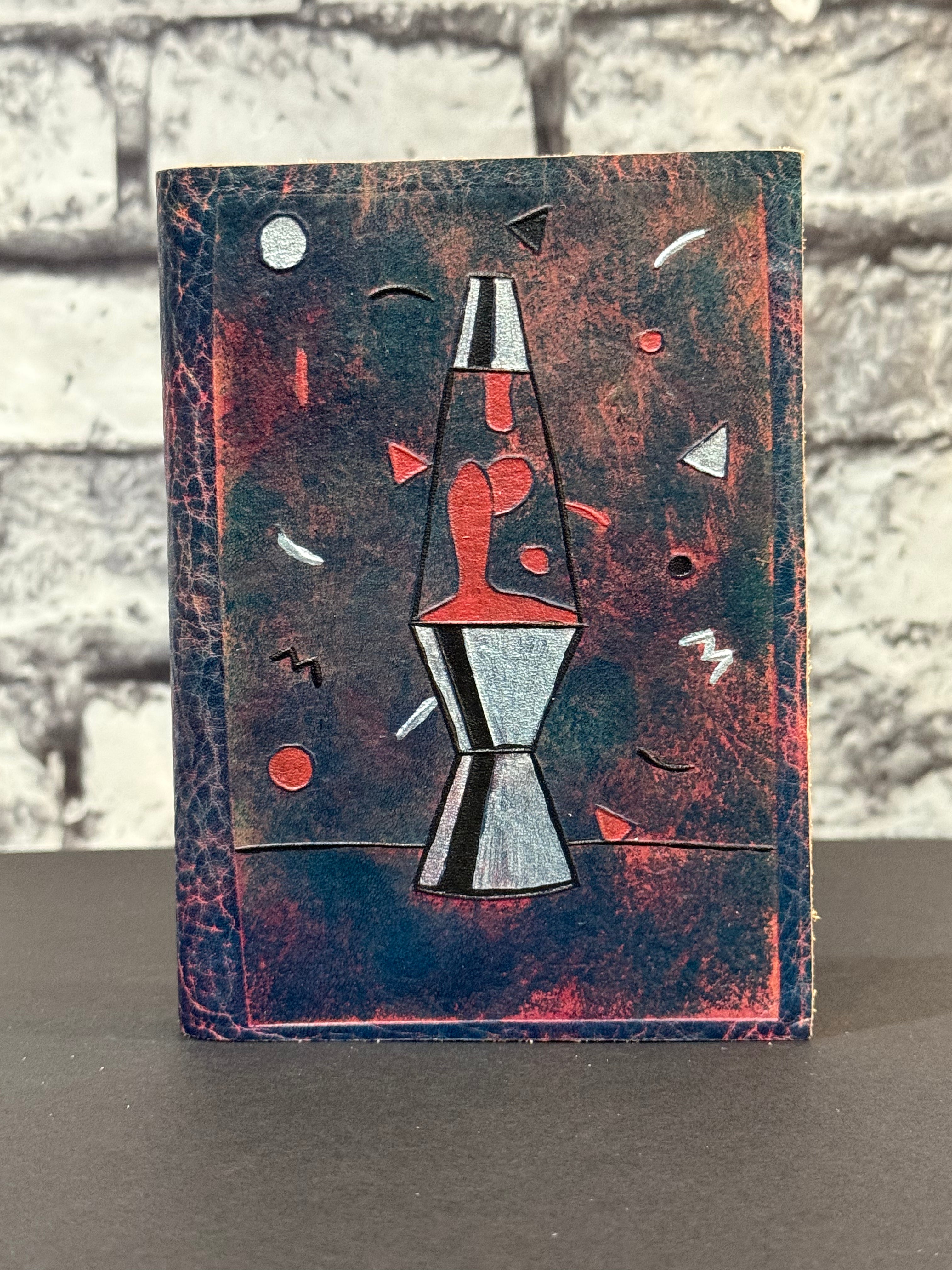 Handmade Leather Journal Pink Lava Lamp